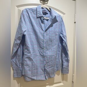 Vineyard Vines Men's Blue and Pink Plaid Shirt